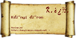 Kányi Áron névjegykártya